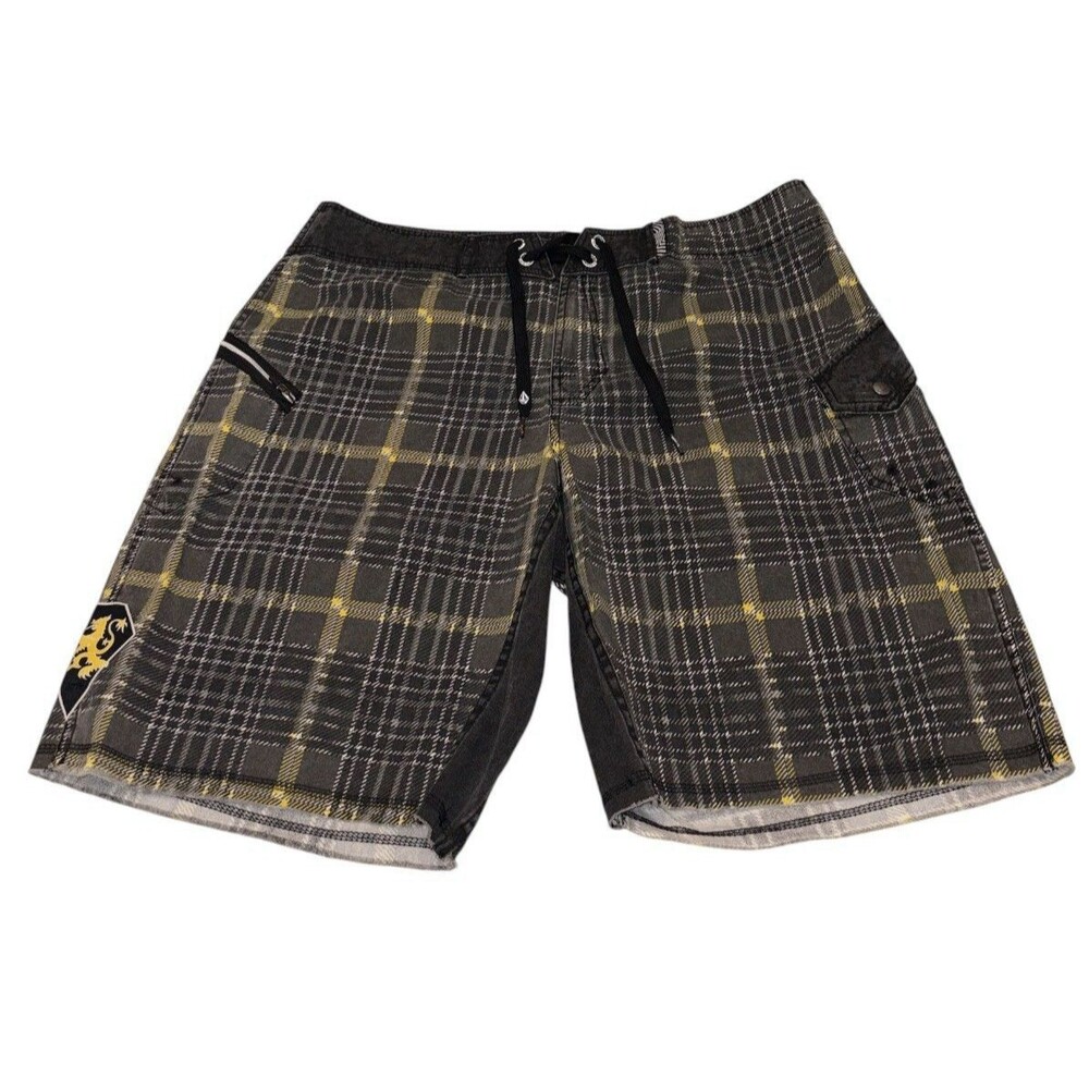 Vintage Volcom Board Shorts Ozzy Wright Mens 38 Plaid Surf Ozzy Wrong Kilt Mod